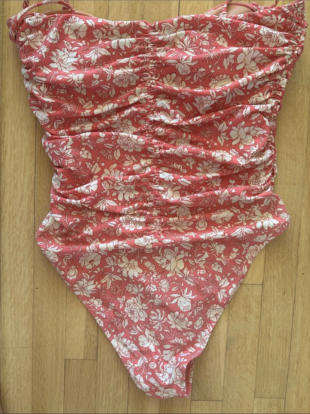 J. Crew Coral and White Floral One-Piece Swimsuit